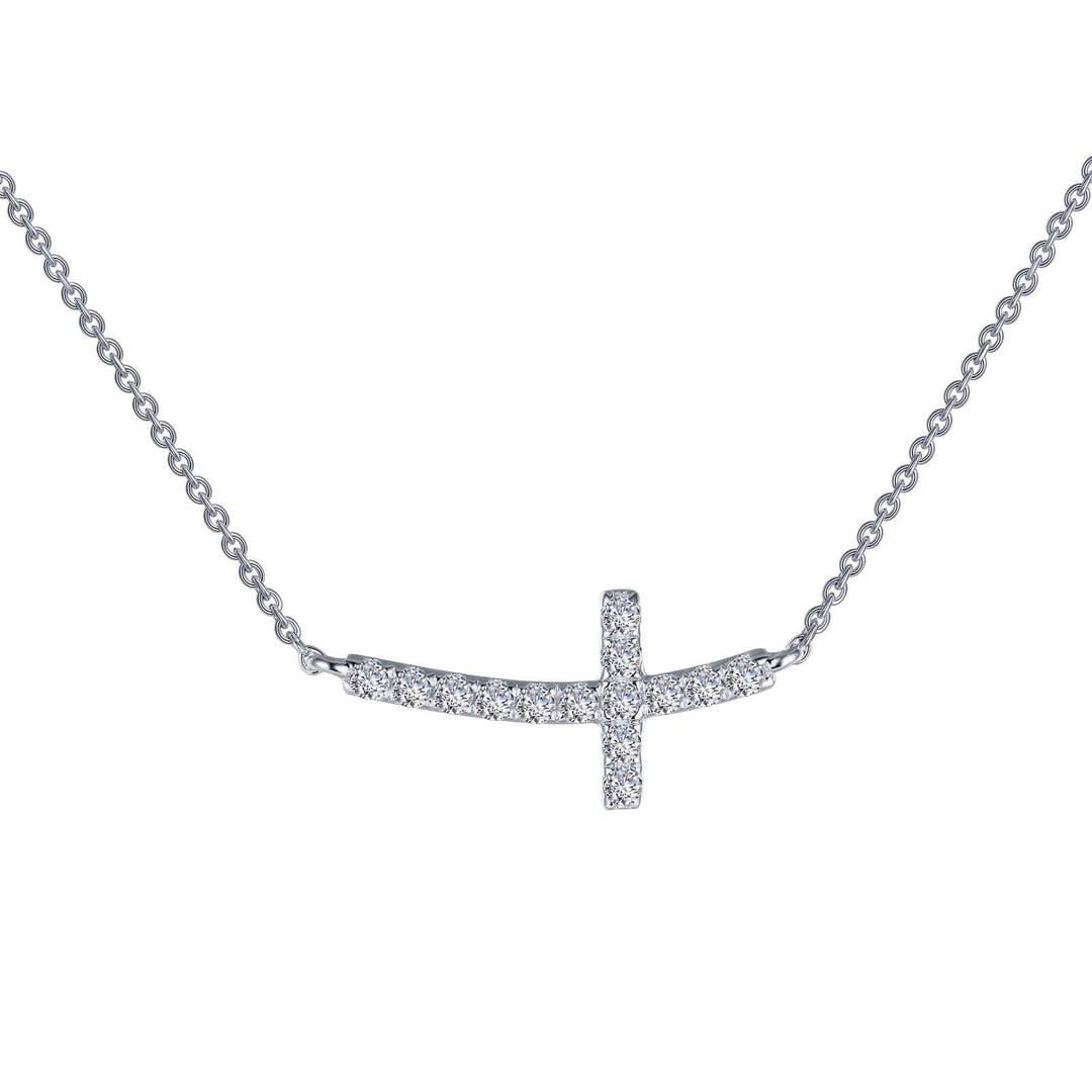 Lafonn Sideways Curved Cross Necklace