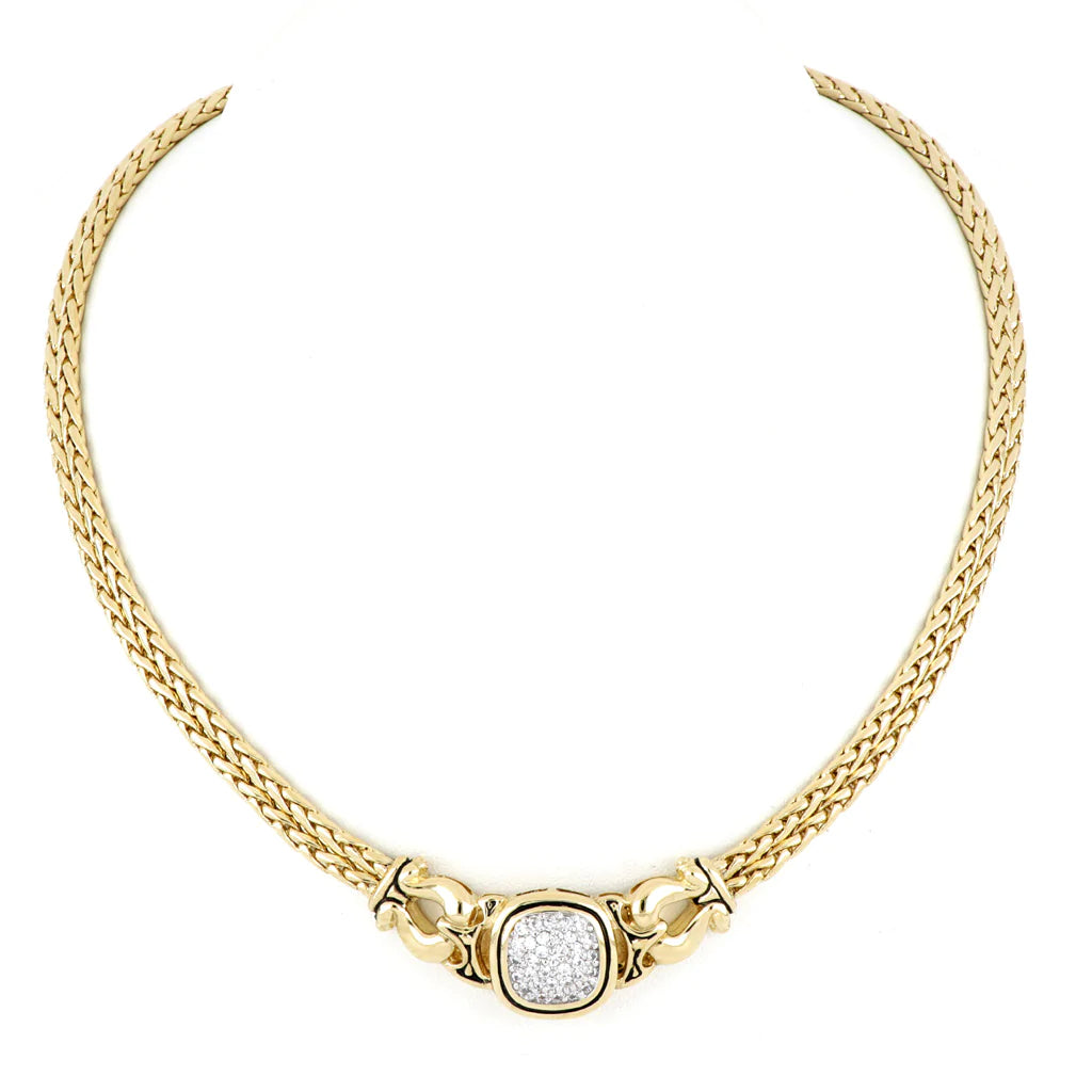 John Medeiros Anvil Gold & Pavé Double Strand Horseshoe Necklace