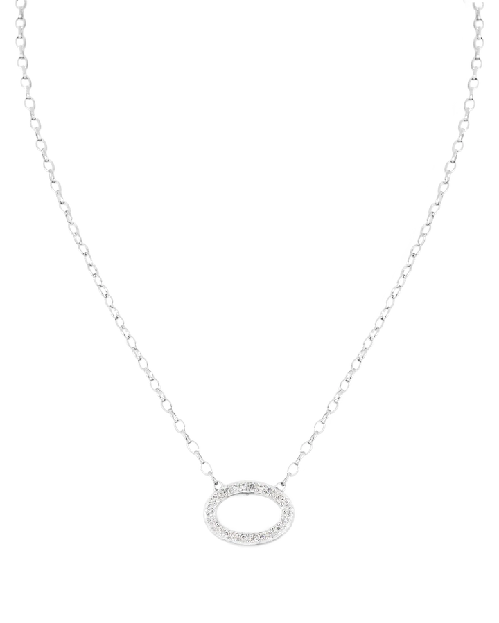 John Medeiros Aldrava Oval Pavé Necklace Rhodium 16-18"