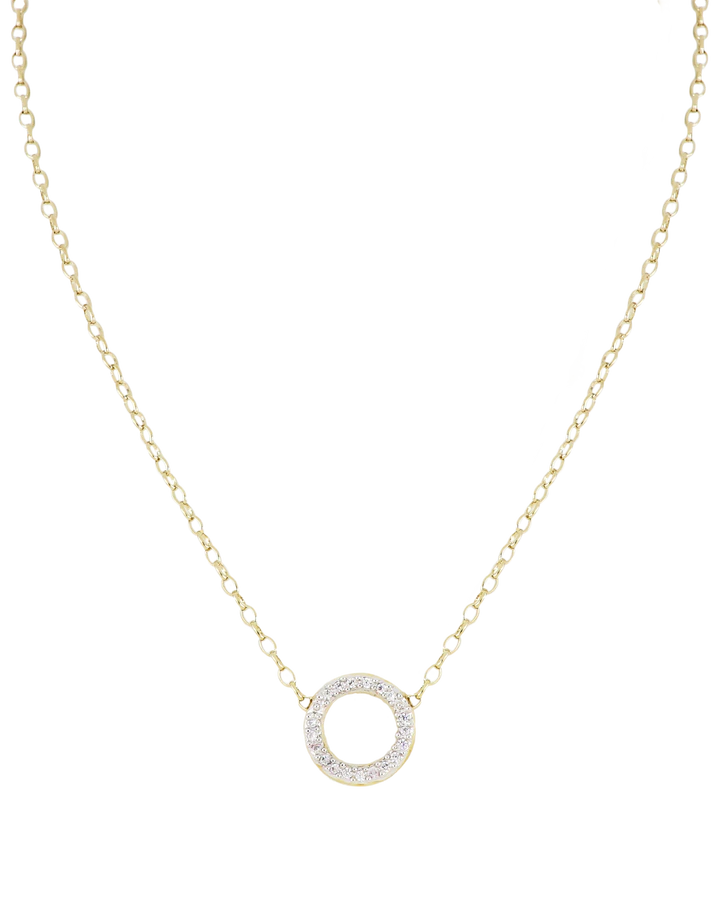 John Medeiros Aldrava Circle Pavé Necklace Gold 16-18" Chain
