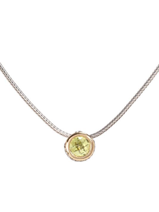 John Medeiros Oval Link Collection CZ Solitaire Necklace in Peridot
