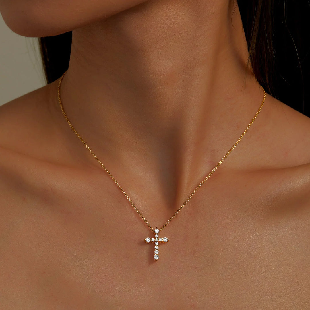 Lafonn 0.67 CTW Cross Pendant Necklace in Gold Sugar Spice