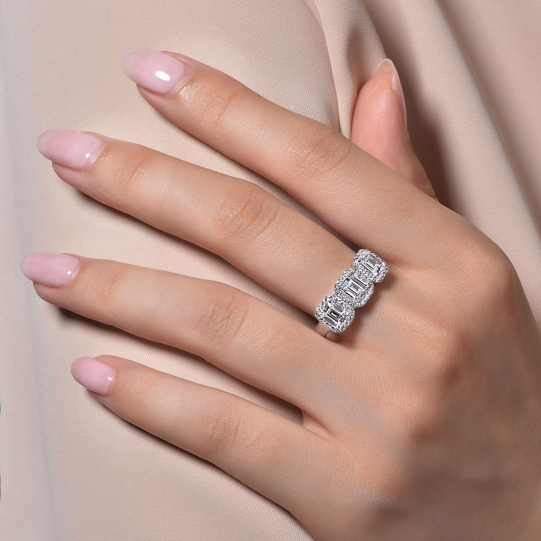 Lafonn Three-Stone Halo Engagement Ring