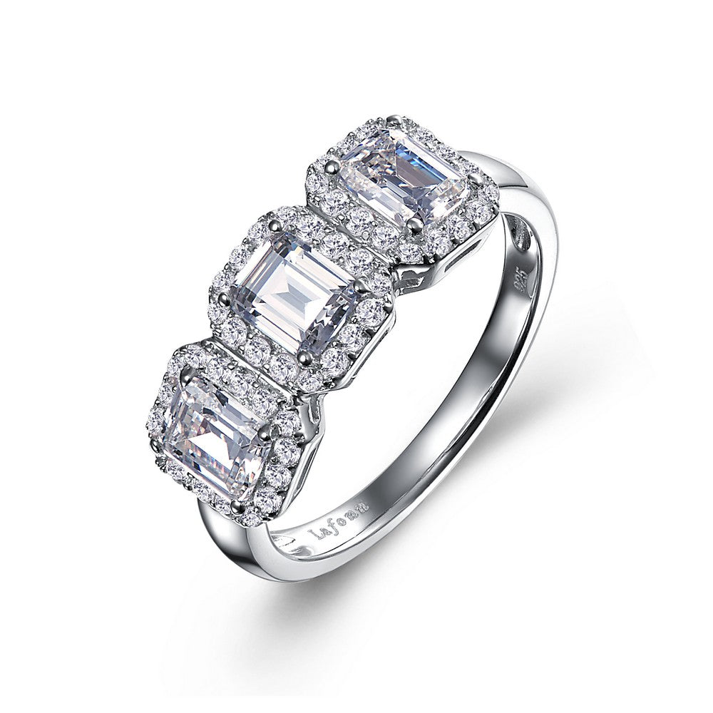 Lafonn Three-Stone Halo Engagement Ring