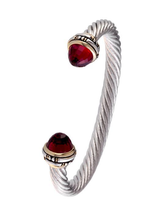 John Medeiros Canias Cor Collection Large Wire Cuff Bracelet in Garnet
