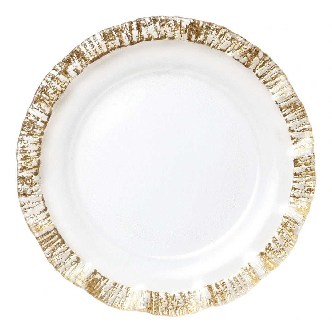 VIETRI RUFOLO GLASS GOLD SERVICE PLATE/CHARGER