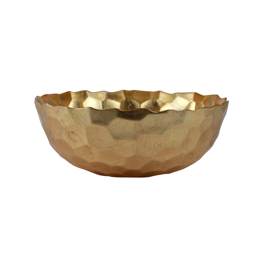 VIETRI RUFOLO GLASS GOLD HONEYCOMB LARGE BOWL