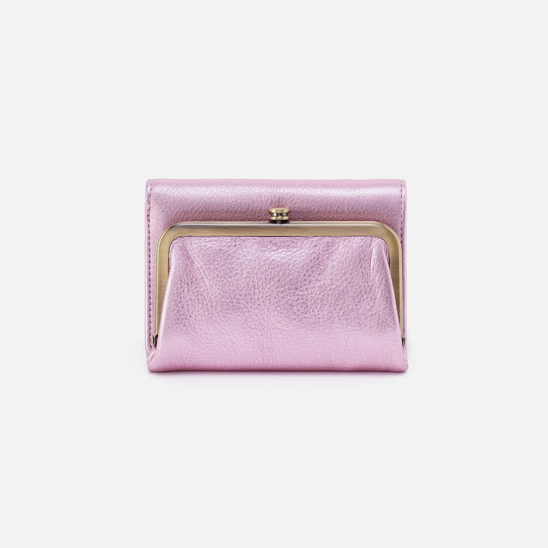 Hobo Robin Compact Wallet  in Pink Metallic