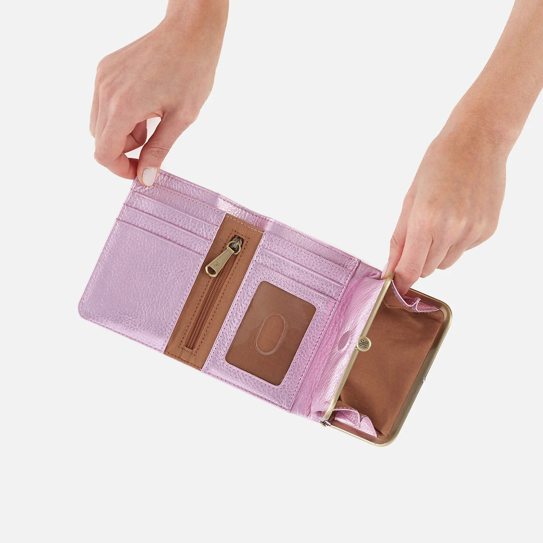 Hobo Robin Compact Wallet  in Pink Metallic