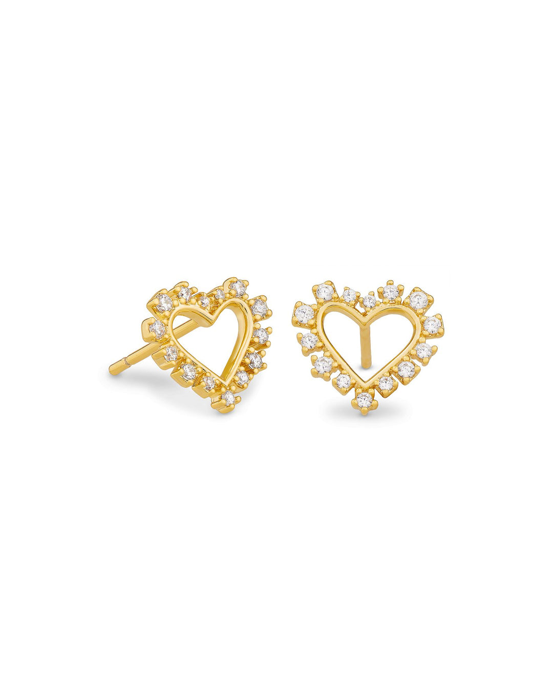 Kendra Scott Ari Heart Crystal Stud Earrings in Gold