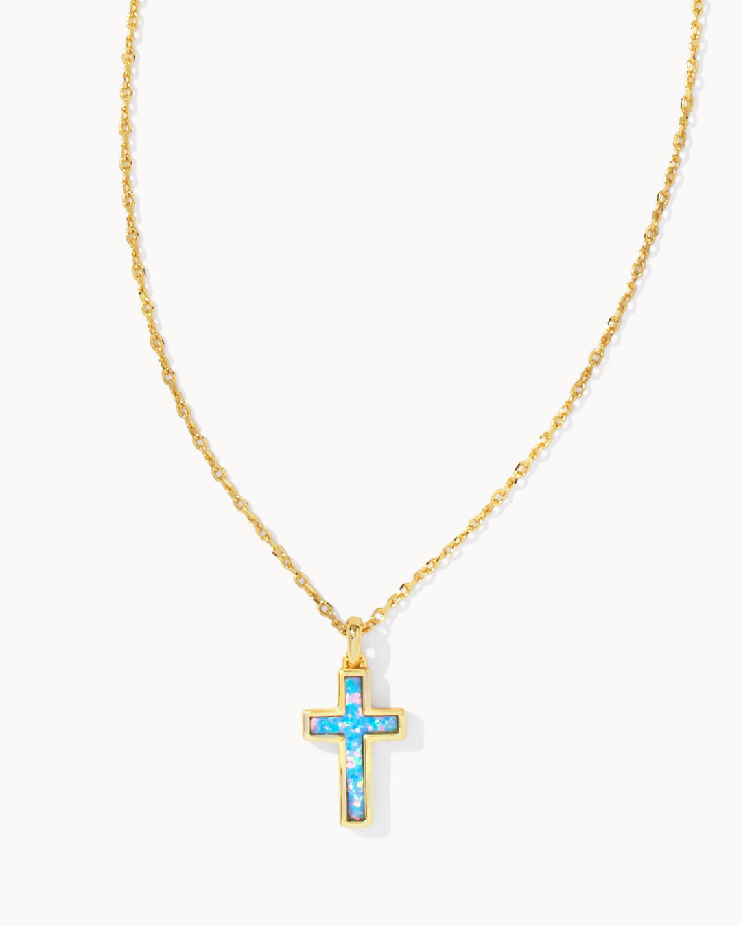 Kendra Scott Cross Pendant Necklace in Gold Periwinkle Opal