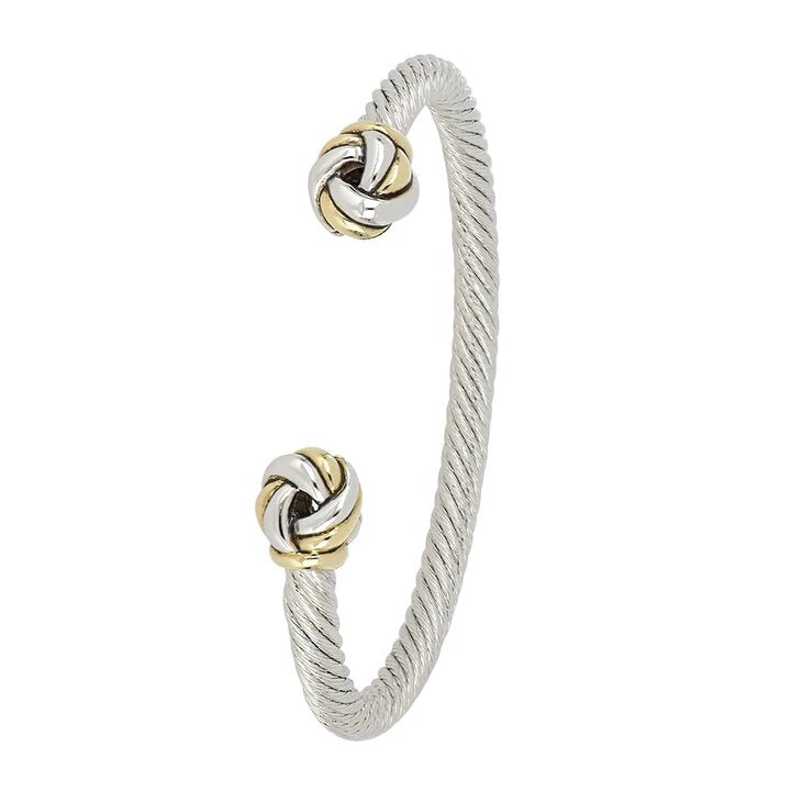 John Medeiros Infinity Knot Two Tone Ends Wire Cuff Bracelet