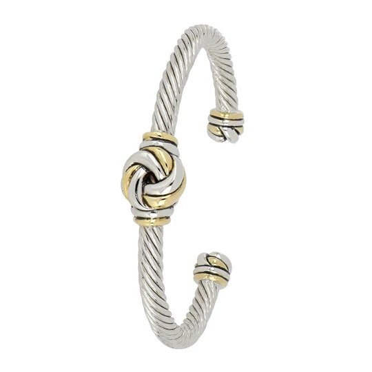 John Medeiros Infinity Knot Two Tone Center Wire Cuff Bracelet