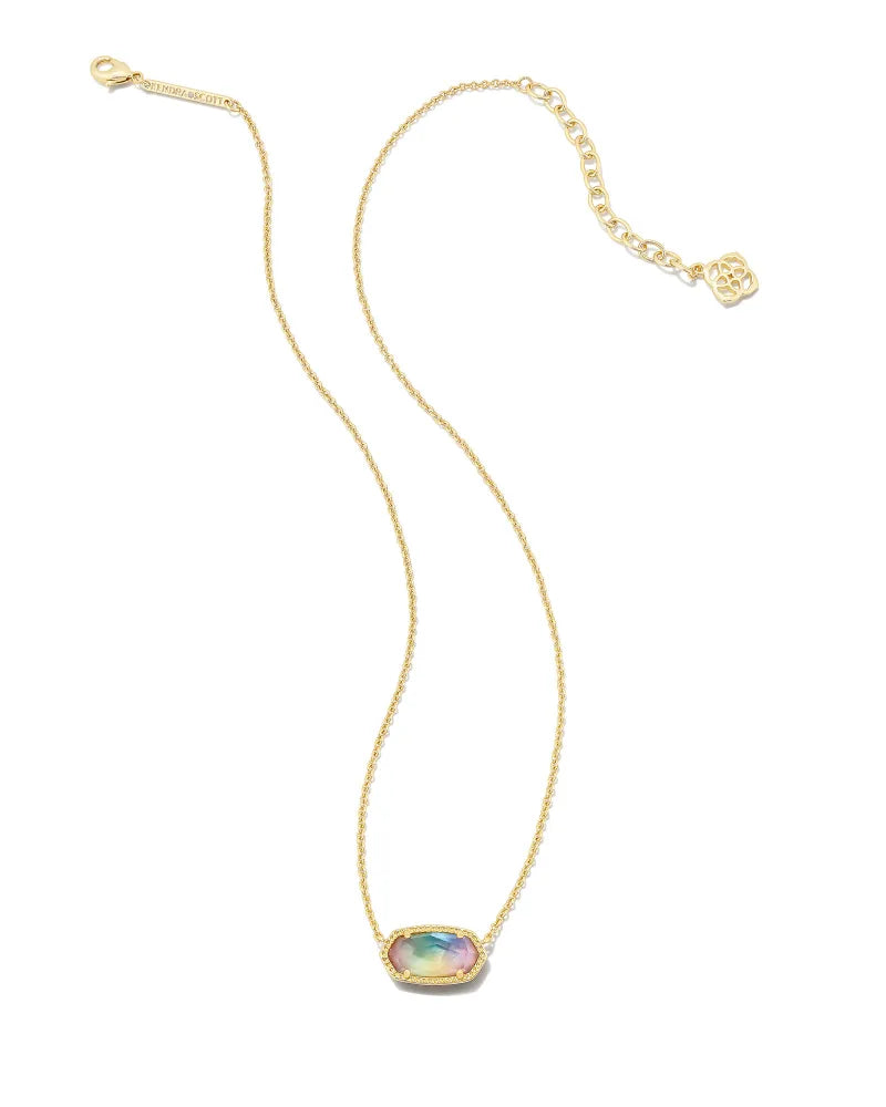 Kendra Scott Elisa Gold Pendant Necklace in Yellow Watercolor Illusion