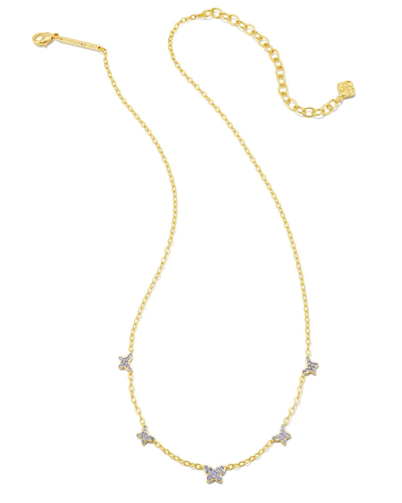 Kendra Scott Lillia Crystal Butterfly Gold Strand Necklace in Violet Crystal