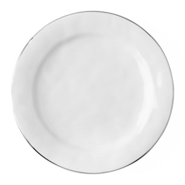 Juliska Puro Dinner Plate - Whitewash with Platinum Rim
