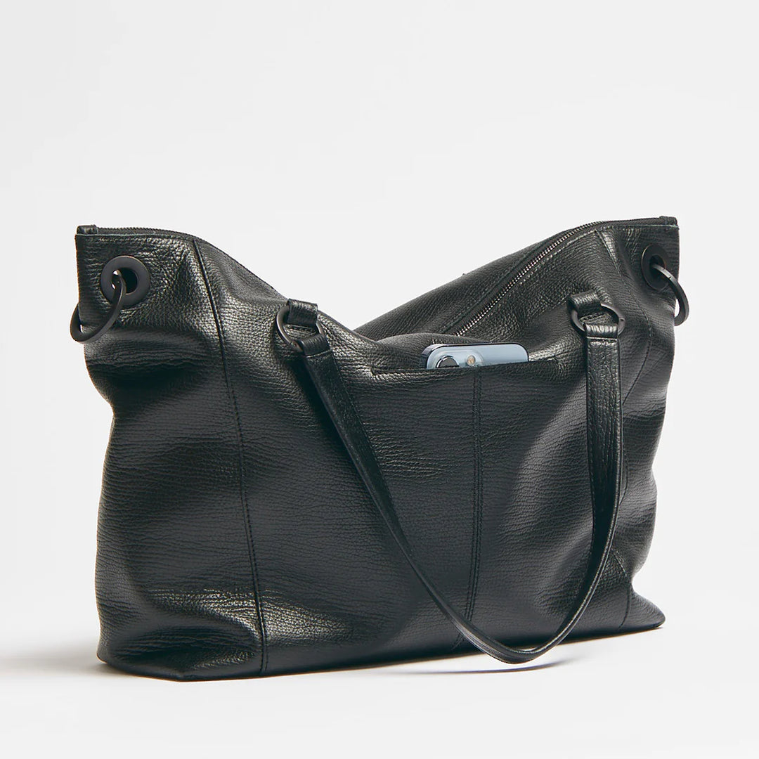 Hammitt Daniel Large Leather Tote Bag in Black Gunmetal