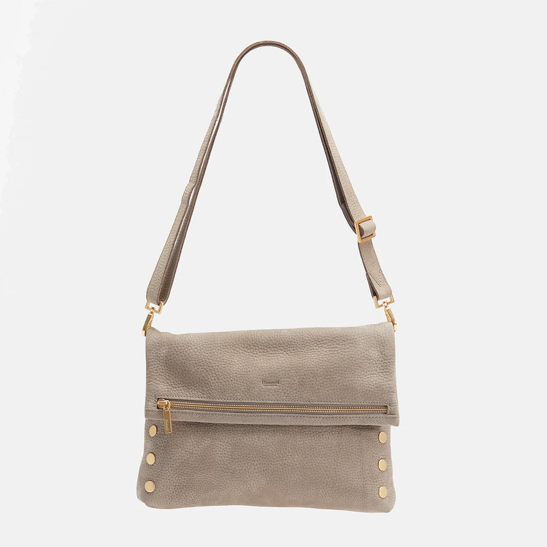 Hammitt VIP Large Oversized Crossbody Clutch in Grey Natural Brushed Gold