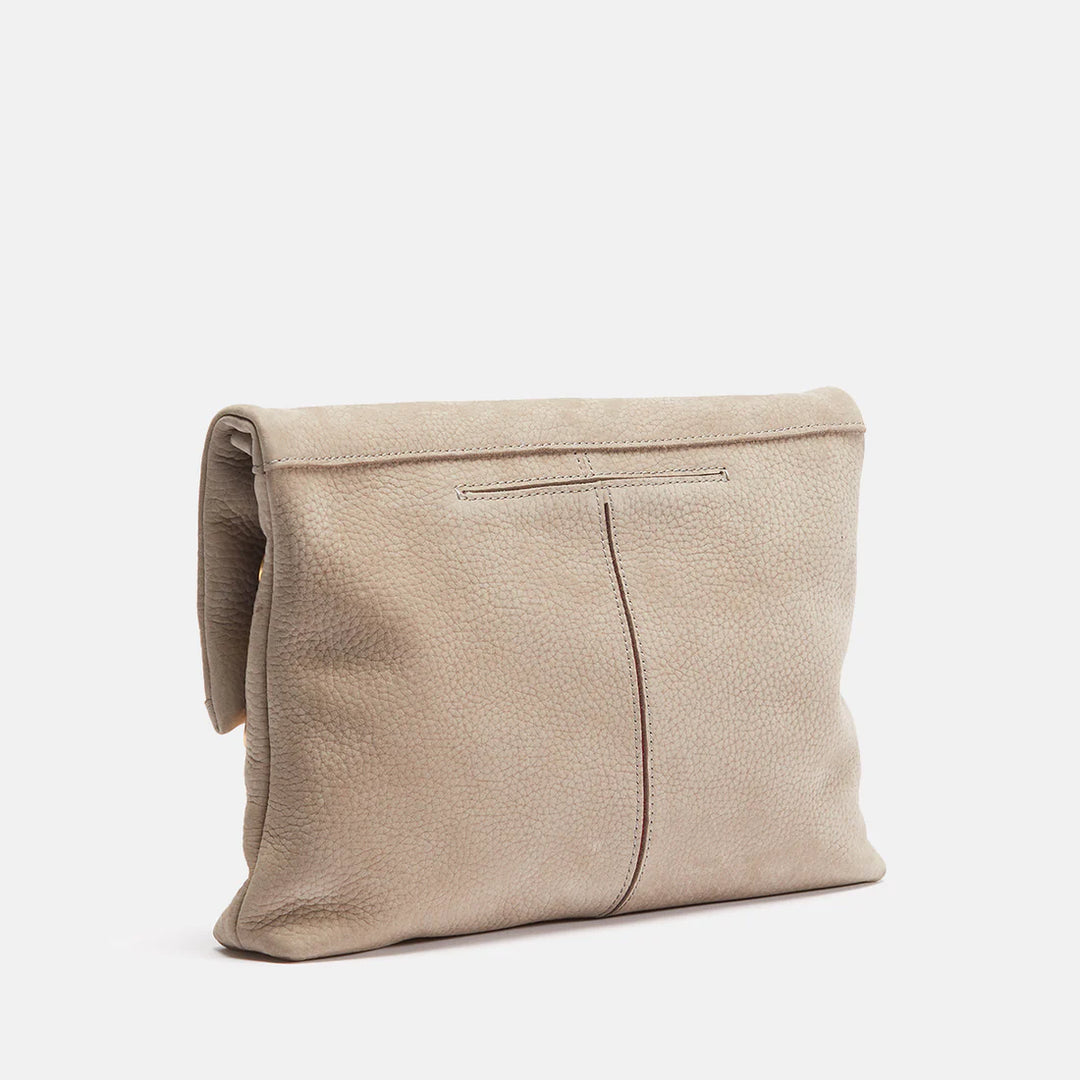 Hammitt VIP Large Oversized Crossbody Clutch in Grey Natural Brushed Gold